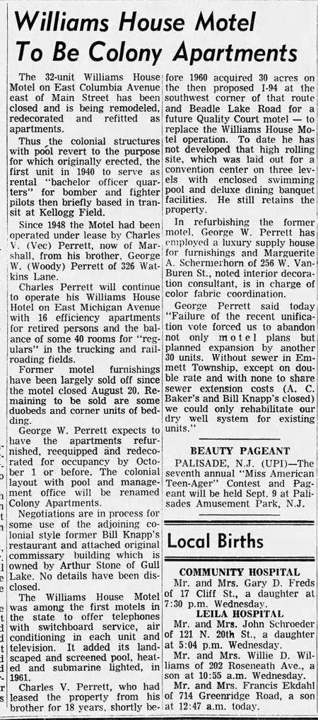 Williams House Motel - Aug 25 1966 Converted To Apartments (newer photo)